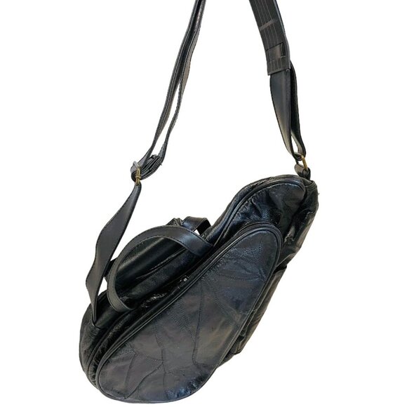 Vintage Comfort Gary Backpack Black Pear Shaped Saddle Crossbody Bag Handbag - Picture 4 of 8